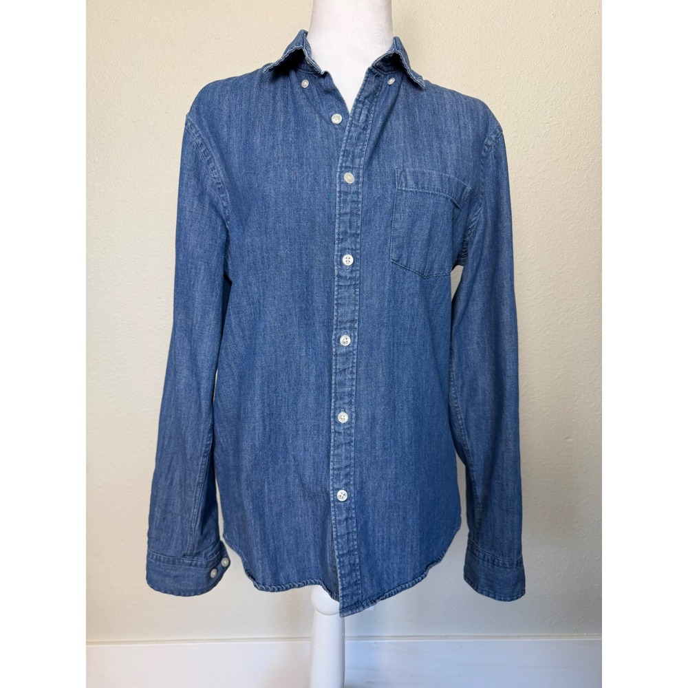 Express Mens Denim Shirt XS Blue Long Sleeve Button Down Cotton Casual Workwear